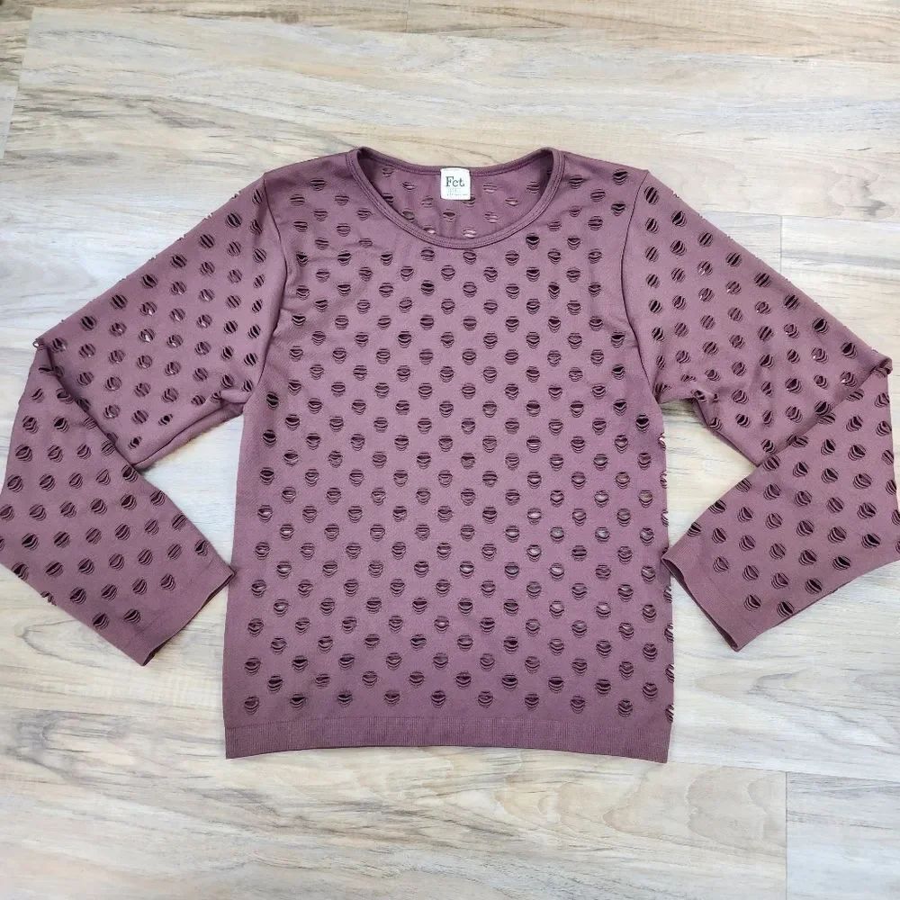 🔹️Fct Basics Brown Ripped Activewear Long Sleeve Top 2X-3X